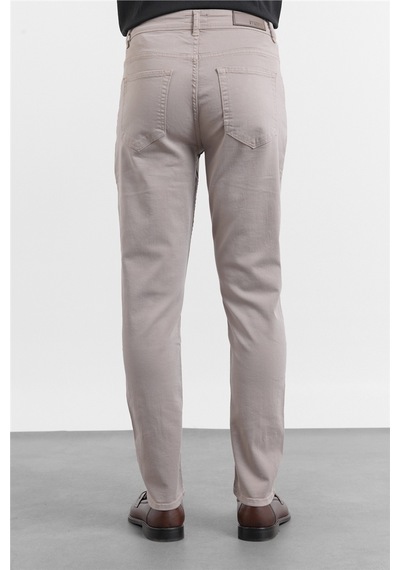 İmza Açık Bej 5 Cep Düz Paça Gabardin Slim Fit Pamuklu Pantolon 1003260318