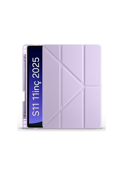 S11 2025 11 İnç Tablet Sm-x730/x736 İçinile Uyumlu Üçgen Kalem Bölümlü Standlı Uyku Modlu Akıllı Kılıf Lila Sku: Zeusb0gfww2l16 Arka Kapak