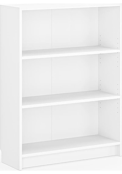 Bili Kitaplık 3 Raflı Geniş Çok Amaçlı Ofis Salon Kitap Dosya Rafı Beyaz Beyaz