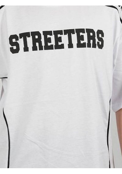 Ekkokids Çocuk Streeters Yazılı Pamuklu Oversize T-shirt-16015 Beyaz