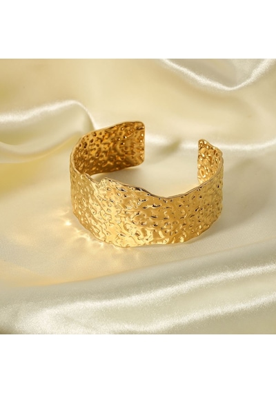 Chavin Gold Kalın Kelepçe Dizayn Çelik Kadın Bileklik Et80sr