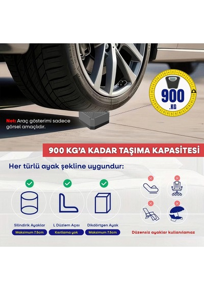 Tineke Robot Süpürge Mobilya Ayağı Ve Dolap Yükseltici Ayak Kaydırmaz Ve Yükseltici 4 Lü Gri Kare 4