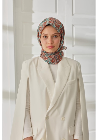 Silk Home Soft Eşarp 73093-19 Gök Mavi, Kırmızı, Ekru, Koyu Gri