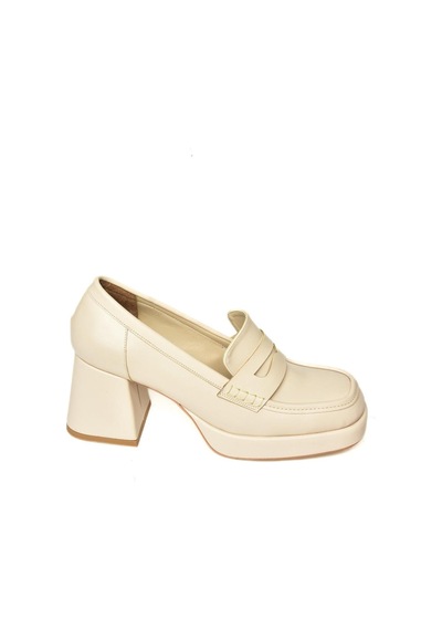 Fox Shoes T569013709 Bej Kalın Topuklu Kadın Ayakkabı Bej