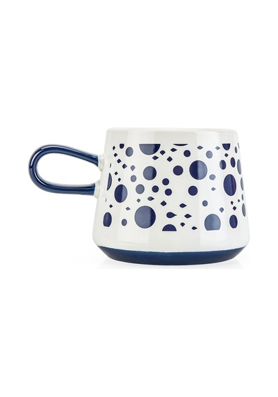 Kitchen Puantiyeli Kupa - Lacivert / Beyaz - 390 Ml Renkli