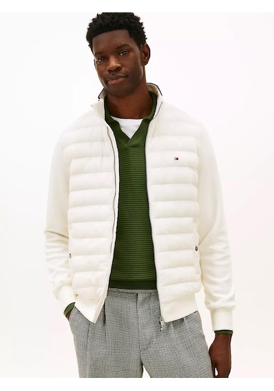 Tommy Hilfiger Mw0mw41329 Mix Media Ess Rwb Stand Collar Erkek Sweatshirt Krem