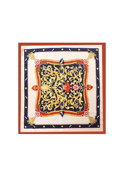 Inno 60x60 Cm Premium Saten Desenli Dikişli Fular Mor