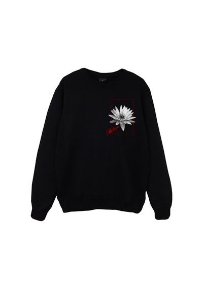 Rose Bisiklet Yaka Sweatshirt Siyah