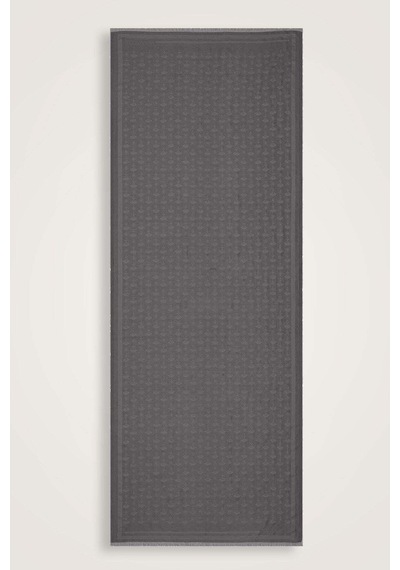 Imannoor Karanfil Monogram Koyu Gri İpek Şal 68x200 Gri