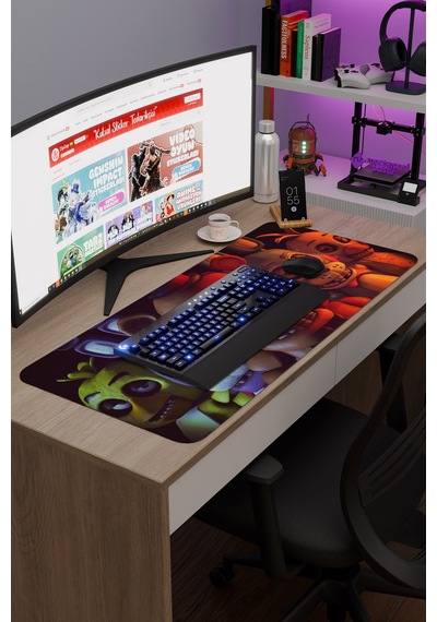 Five Nights At Freddy's Dikişli Kauçuk Oyuncu Mousepad V5 - 90x40 Xxl Gaming Mouse Pad