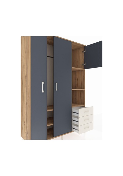 Hyperion Dolap 5 Raflı 3 Çekmeceli Tek Askılı 132x44x195 Çam-antrasit/aytaşı Antrasıt/aytası Hyperion Dolap 5 Raflı 3 Çekmeceli Tek Askılı 132x44x195 Çam-antrasit/aytaşı Antrasıt/aytası