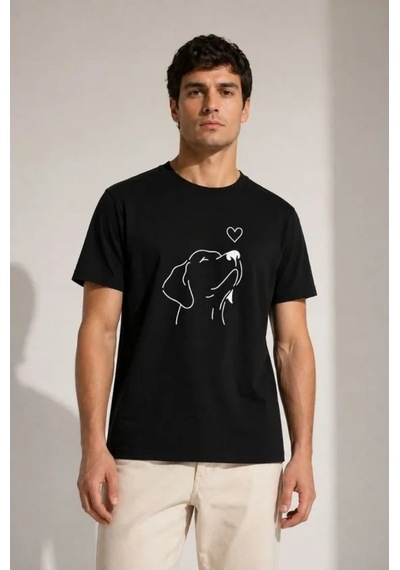 Defymoda Erkek Köpek Figürlü Minimal Baskılı Tişört Kısa Kol Yazlık T-shirt - Siyah Defymoda Erkek Köpek Figürlü Minimal Baskılı Tişört Kısa Kol Yazlık T-shirt - Siyah