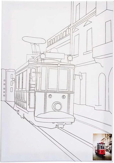 Ceoart Desenli Tuval Taksim Treni, Ayasofya, Galata, Kız Kulesi 35x50 Ceo-tu0002