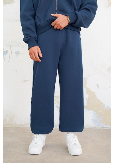 Lacivert Cozy Basic Paça Lastik Oversize Eşofman Lacivert