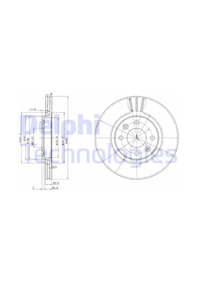 Delphı Bg2448 Ön Fren Diski R21 89 94 2.0ie 2.1 D Turbo 264.5x20.5x4delik 7700764193-7701467955 1 Takım -ıdır