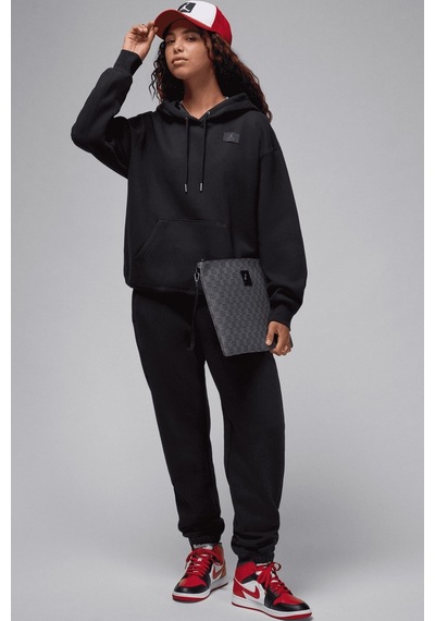 Nike Jordan Flight Fleece Po Loose Fit Womens Hoodie Kadın Kapüşonlu Sweatshirt Siyah Siyah