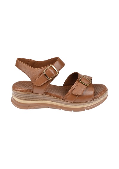 Floor Hakiki Deri Comfort Kadın Sandalet Mak-1906 Taba