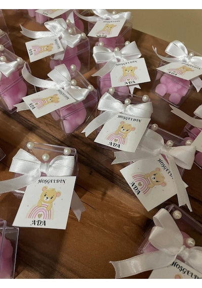 Bernami Mumluk Şamdanpinterest 10 Adet İnci Süslemeli Mika Kutulu Ayıcıklı Mum Düğün, Nikah, Söz, Kına, Sünnet, Doğum, Baby Shower Diğer