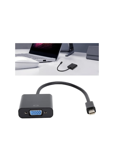 Taplin Mini Displayport - Vga Dönüştürücü Pc Bilgisayar Için Taşınabilir Siyah Tk-143