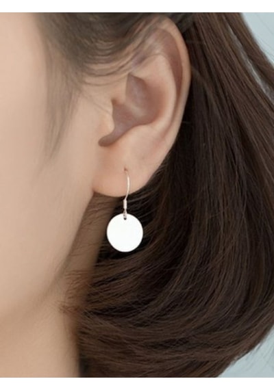 Kadın Sallantılı Plaka Pul Model Gümüş Kancalı Küpe 12 Mm