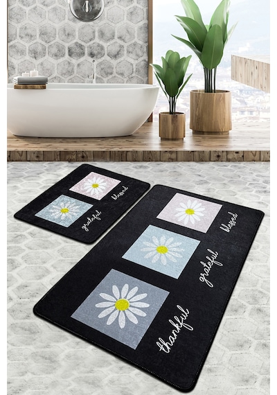 Blessed Banyo Halısı Djt 2 Li Set Siyah