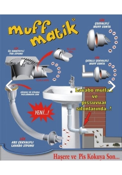Muff Matik Çekvalfli Lavabo Koku-Haşere Önleyici