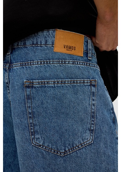 Vamos Oversize Bermuda Denim Şort 40-285 Mavı Renk-2