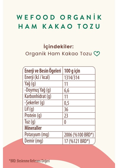 Organik Ham Kakao Tozu 140 Gr 2'li