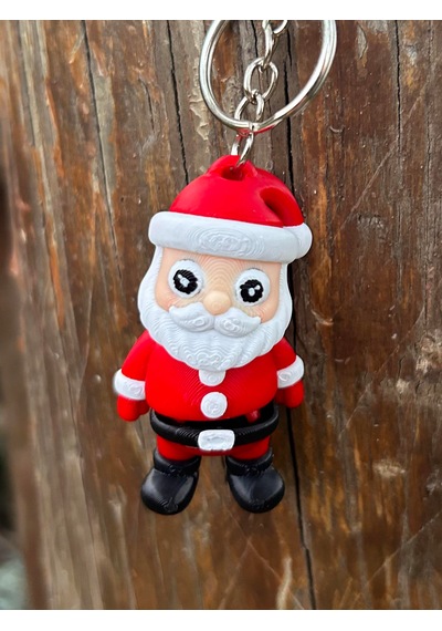 Noel Baba Yılbaşının Mini Gücü 3d Hareket Ettirilebilir Mini Anahtarlık 6 Cm Beyaz - Kırmızı