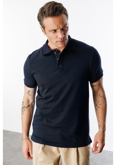 Genius Store Erkek Çekmeyen Pamuklu Kumaş Regular Fit Standart Kesim Polo Yaka Tişört Poloyaka-t-shırt1 Lacivert