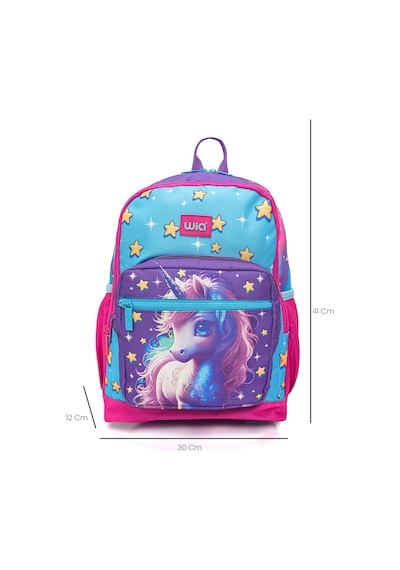 Wia Kız Çocuk Unicorn Desenli 3'lü Okul Çanta Seti Pembe