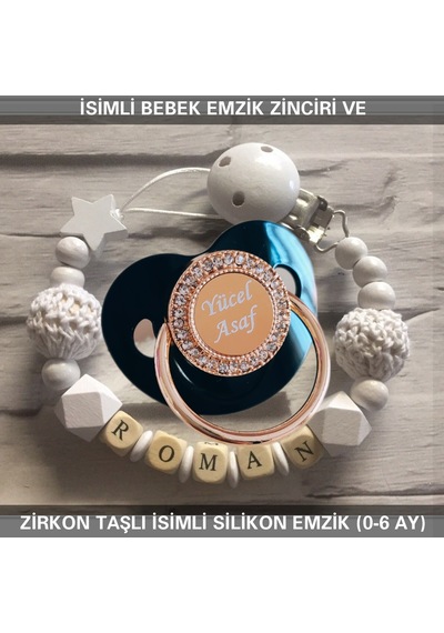 Sahi Aksesuar İsimli Emzik Zinciri Ve İsimli Silikon Emzik 0-6 Ay Bezyı460 Açık Pembe - Kahverengi
