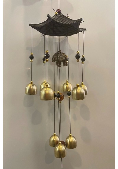 Deprem Zili Çanı Duvar Rüzgar Çanı Zili Feng Shui Ejderha Yılı Metal Borulu Fil Pagoda Objeli
