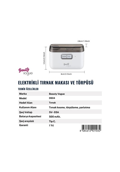 Şarjlı Tırnak Kesme Ve Manikür Cihazı Elektrikli Tırnak Makası Manikür Makinesi
