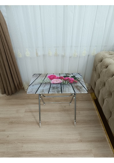 Çanta Zigon Sehpa,4'lü Sehpa, Zigon Sehpa, Camlı Sehpa -pembe Gül