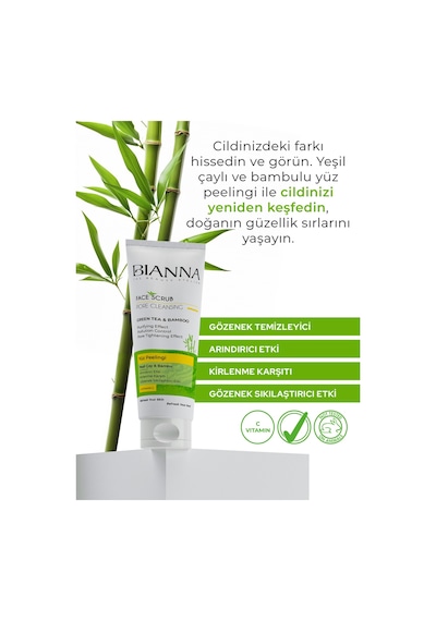 Yüz Peelingi C Vitaminli Ve Gözenek Sıkılaştırıcı Yeşil Çaylı Ve Bambulu 200ml Yüztemiz
