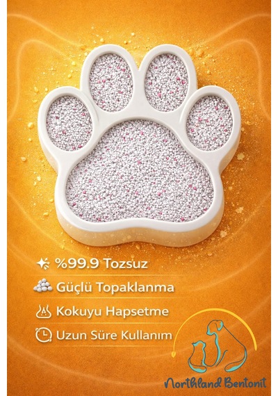 Northland Doğal Bentonite- Süper Topaklanan Bebek Pudrası Kokulu Kedi Kumu 10 Lt X 2 Adet
