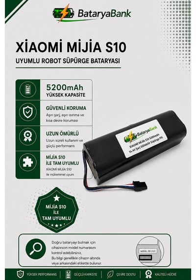 Mi Mijia S10 Robot Süpürge Bataryası 14.4v 5200mah Li-ion Uyumlu Yedek Yüksek Performanslı