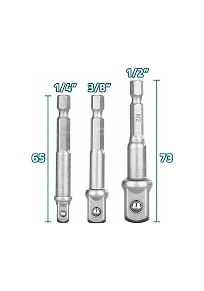 3 Lü Set Bits Uzatma Adaptörü Lokma Tutucu Bits Lokma Adaptörü 1/4-3/8-1/2 Lokmalar İçin Üçlü Set