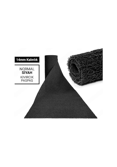 120x400cm Siyah Kıvırcık Paspas-halı Kaymaz Yolluk Lidya 14mm Siyah