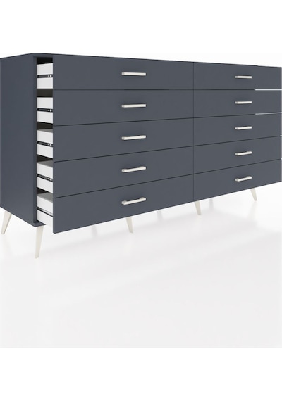 Hyperion Konsol 10 Çekmeceli 176x44x99 Antrasit-antrasit Antrasit-antrasit