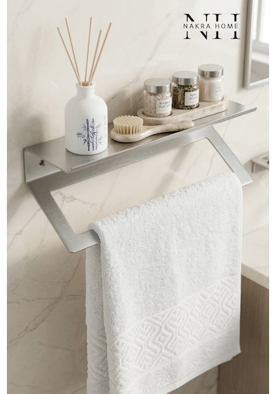 Raflı Havlu Askılığı Paslanmaz Çelik Yapışkanlı Vidalı Banyo Raflı Havluluk Inox