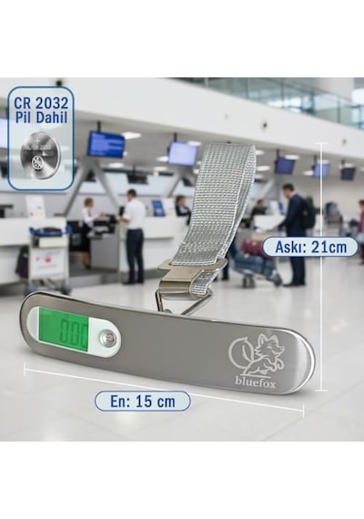 Xmlbayiciniz Dijital Bagaj Tartısı - 50kg/110lb Kapasiteli, Dara Fonksiyonlu, Arkadan Aydınlatmalı Lcd Ekran, Çoklu Ağırlık B Çok Renkli