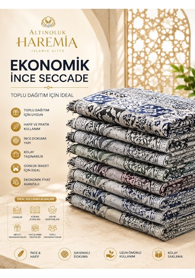 Ekonomik İnce Seccade Hafif Taşınabilir Toplu Dağıtım Namaz Seccadesi Çok Renkli