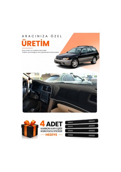 Subaru Outback 1998-2003 Uyumlu Torpido Koruma Örtüsü Oto Kılıfı - Siyah Gri