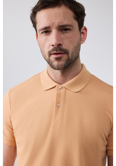 D's Damat Ds Damat Regular Fit Kayısı Pike Dokulu %100 Pamuk Kıvrılmaz Polo Yaka Nakışlı T-shirt 4HC14ORT51000 Sarı