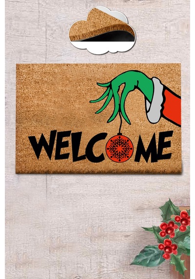 Coco Ornament 40x60 Cm Kapı Önü Paspası, İç Ve Dış Kapı Paspası, Doğal Kıl Paspas Kahverengi