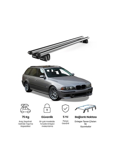 Pençe Bmw 5 Series Touring E39 1997-2000 Uyumlu Gri Ara Atkı Port Bagaj Tavan Barı