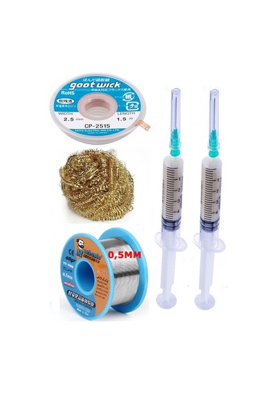 Mechanic/ Lehim Sn63/pb37 40g 0,5mm Havya Ucu Temizleme Teli Lehim Toplama Cp-2515 Emme Teli 2,5mm Set04