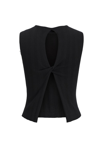 Jack & Jones Kadin Çapraz Bel Detayli Kolsuz Triko Üst - Talia - 12294776 Siyah